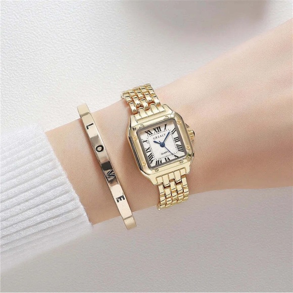 Panthere Classic Rectangle Stainless Steel
Gold Watch